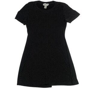 Vintage Ronni Nicole Black Polka Dot Dress Short Sleeve Career Mod Party Costume